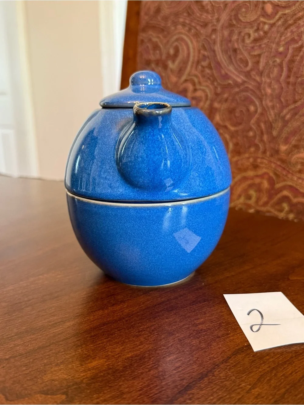 Pier 1 Blue Stoneware Tea for One Stackable 3-Piece Set with Teapot, Lid and Cup